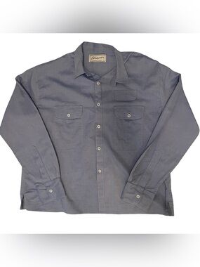 Vintage Shapes Long-Sleeve Casual Button-Down Shirt in Slate Blue